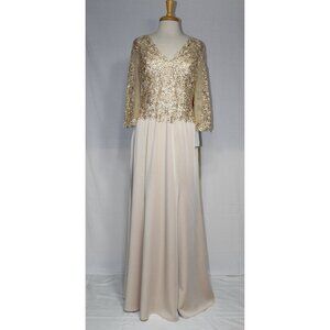 May Queen #1505-Mother of the Bride or Groom Gown-SIZE XL-CHAMPAGNE-NEW W/Tags